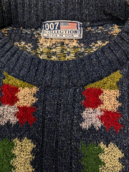 Vintage 007 Collection warm sweater – colored motif – size XL