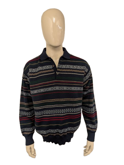 Brookers Line wollen polotrui – groen/blauw/rood/grijs – maat XL