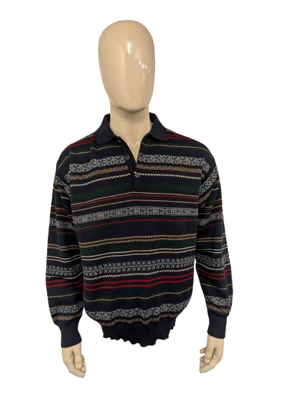 Brookers Line wollen polotrui – groen/blauw/rood/grijs – maat XL