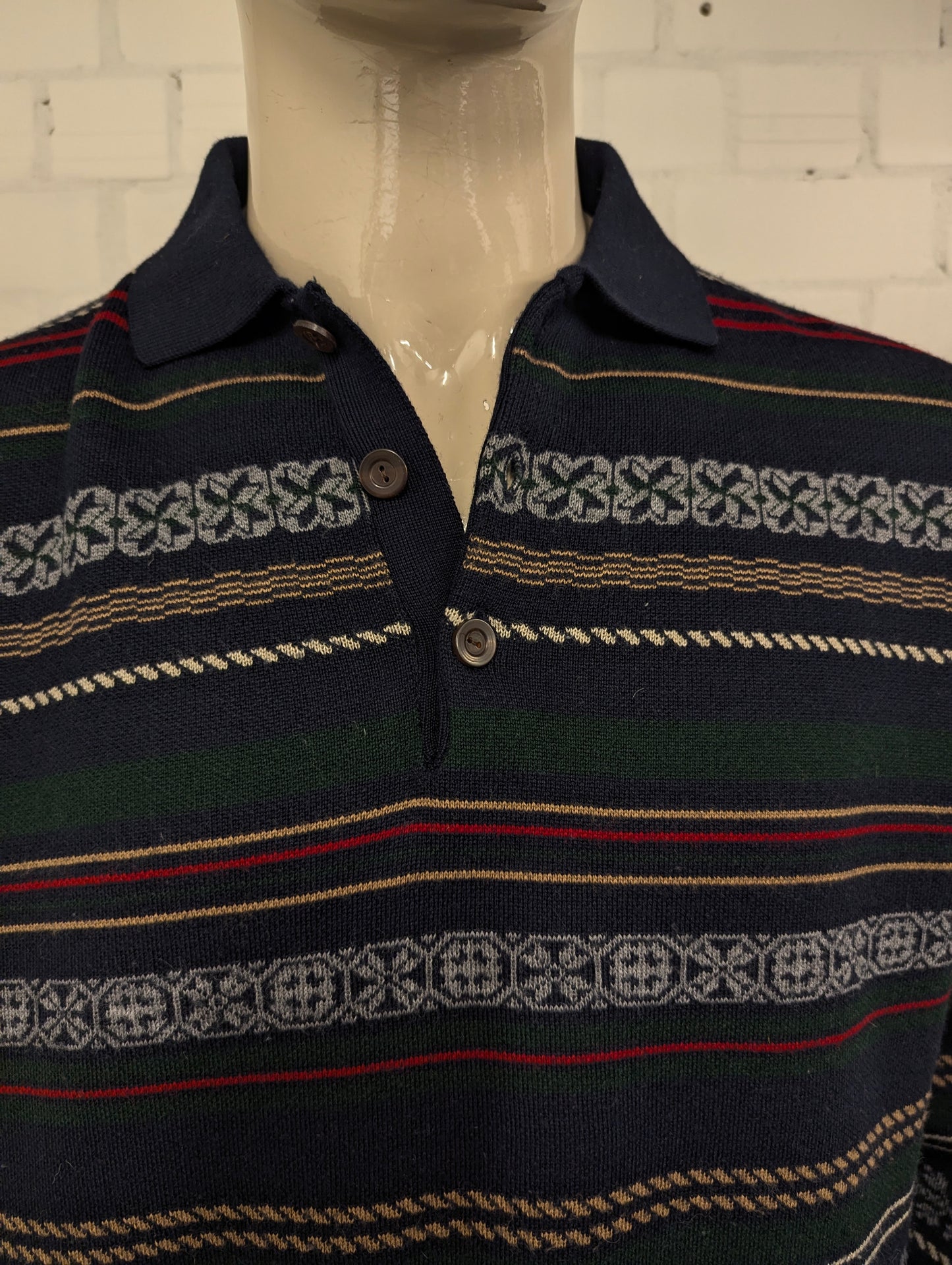 Brookers Line wollen polotrui – groen/blauw/rood/grijs – maat XL