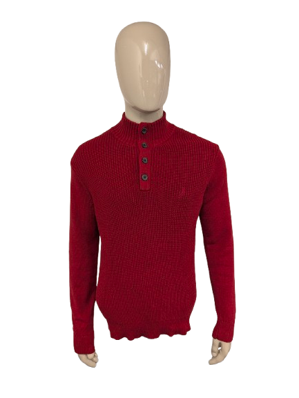 Nautica trui met knopen – rood gemêleerd – maat M