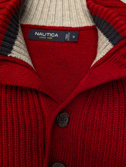 Nautica trui met knopen – rood gemêleerd – maat M