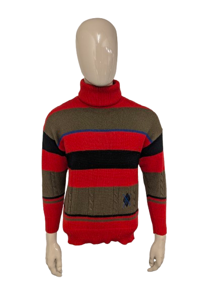 Dolores wollen coltrui – rood/bruin/zwart/blauw – maat M