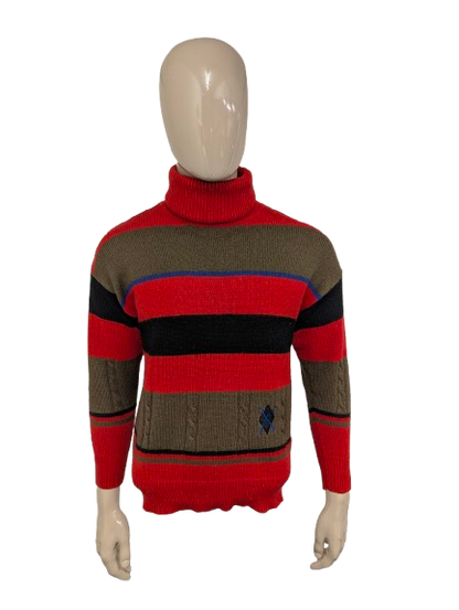 Dolores wollen coltrui – rood/bruin/zwart/blauw – maat M