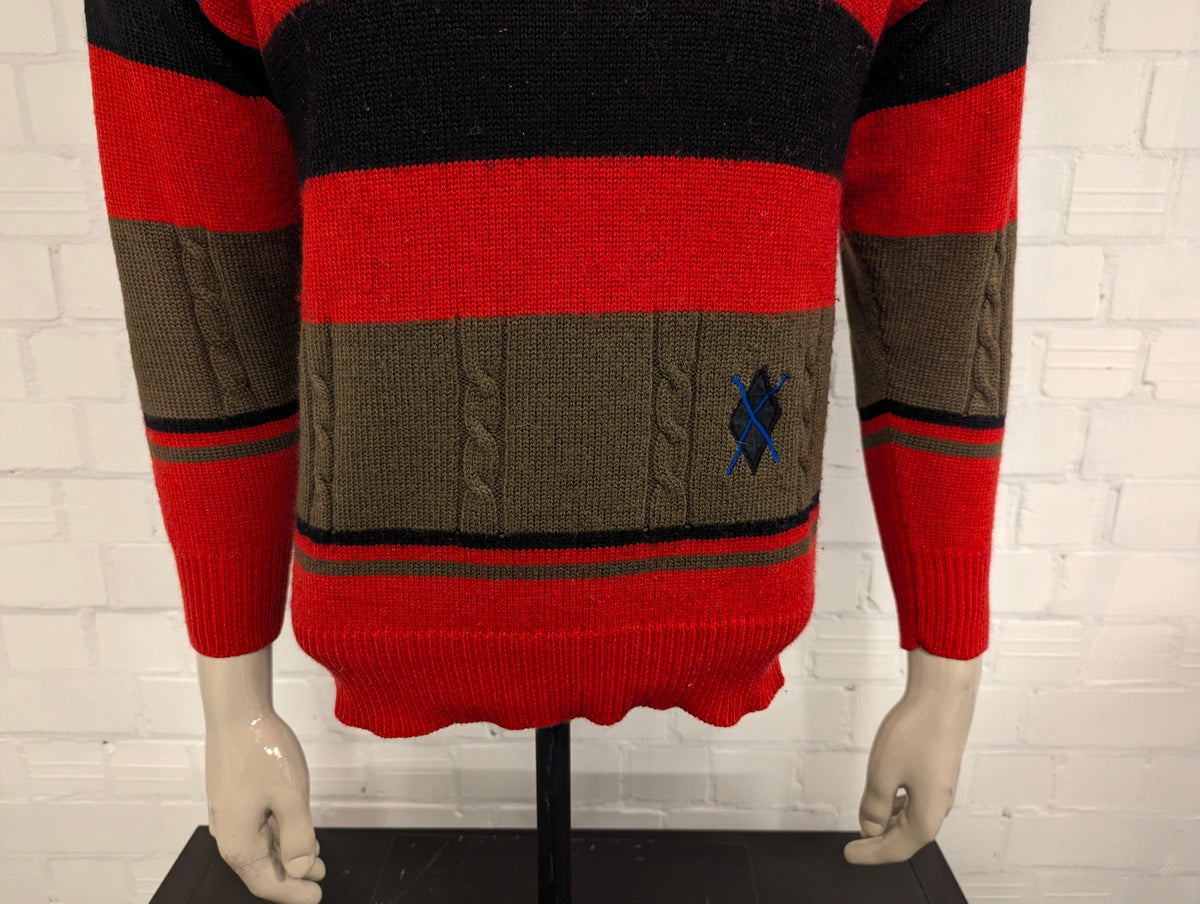 Dolores wollen coltrui – rood/bruin/zwart/blauw – maat M
