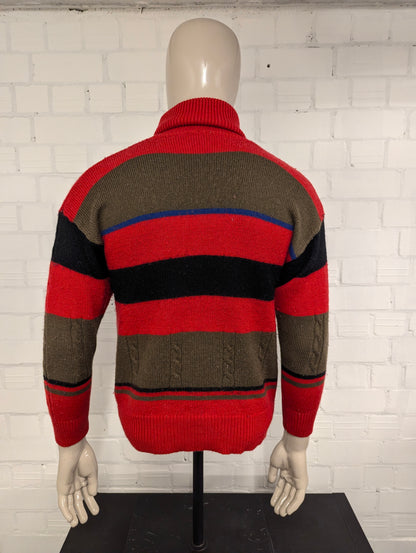 Dolores wollen coltrui – rood/bruin/zwart/blauw – maat M