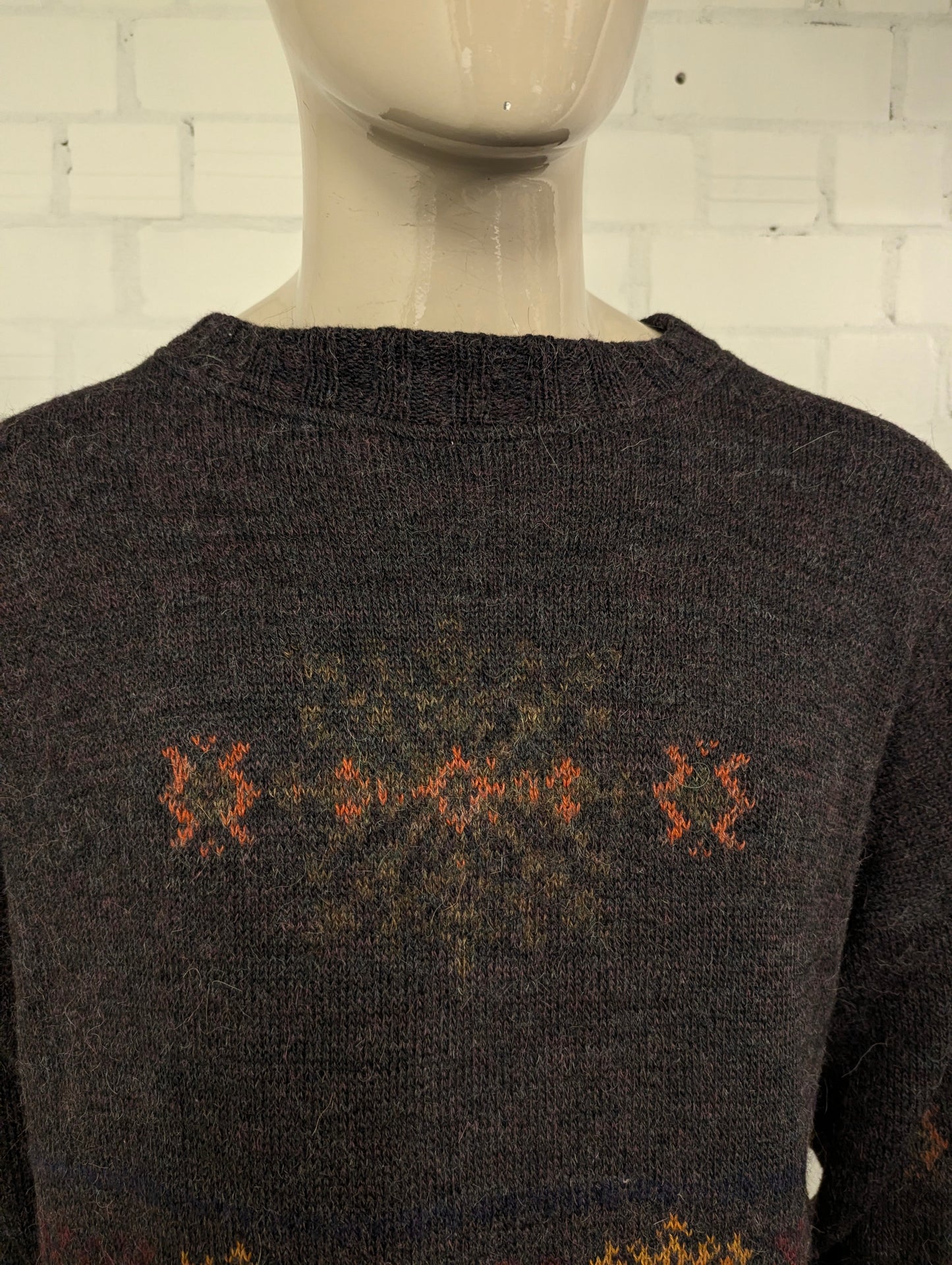 Giaccomo Larusso wollen trui – bruin/groen/oranje/geel – maat 2XL