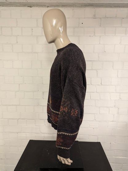 Giaccomo Larusso wollen trui – bruin/groen/oranje/geel – maat 2XL