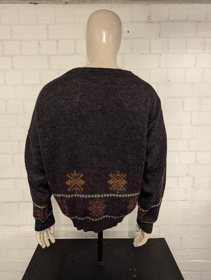 Giaccomo Larusso wollen trui – bruin/groen/oranje/geel – maat 2XL