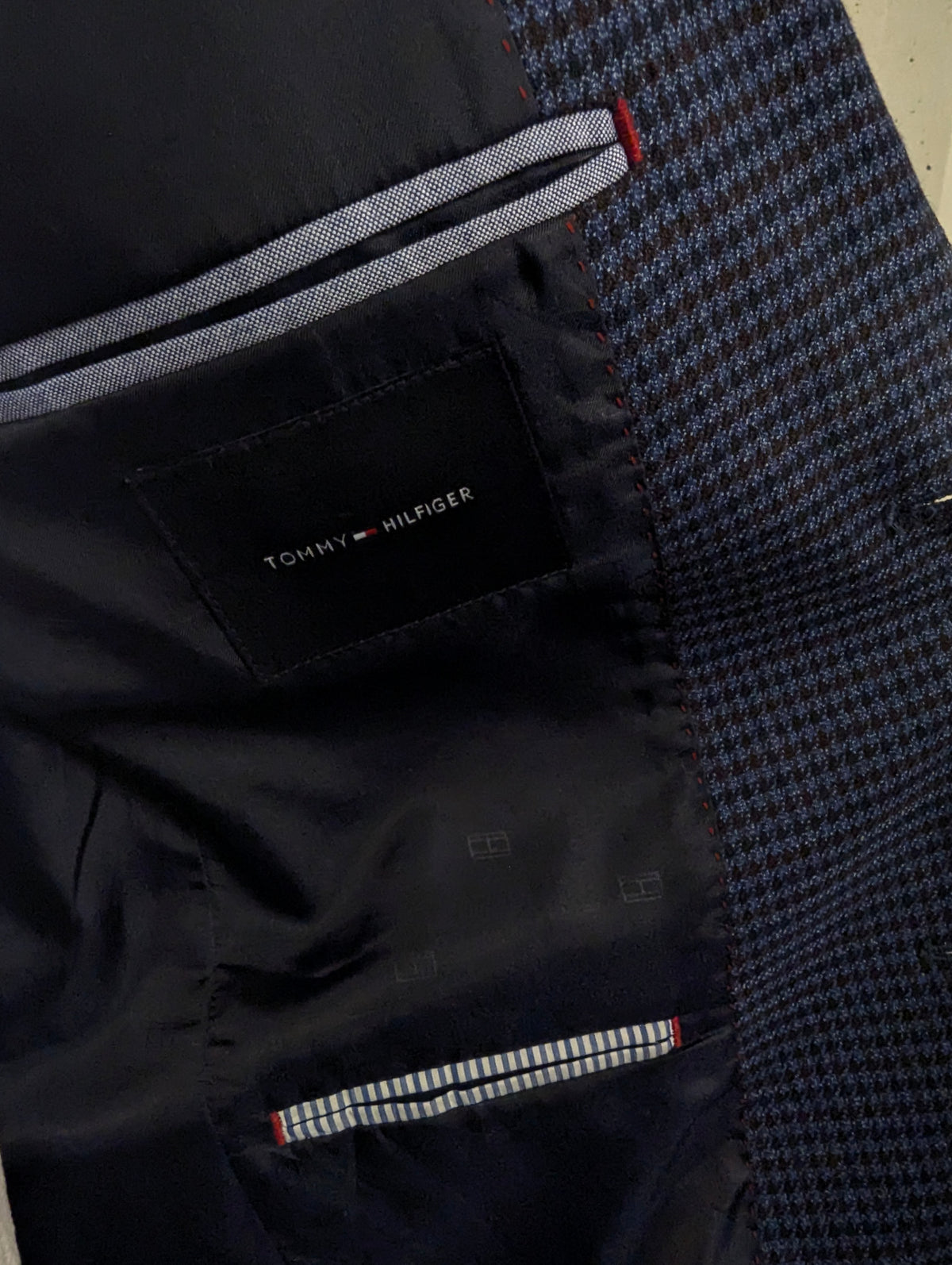 Tommy Hilfiger colbert. Blauw Bruin motief. Maat 48 / M.