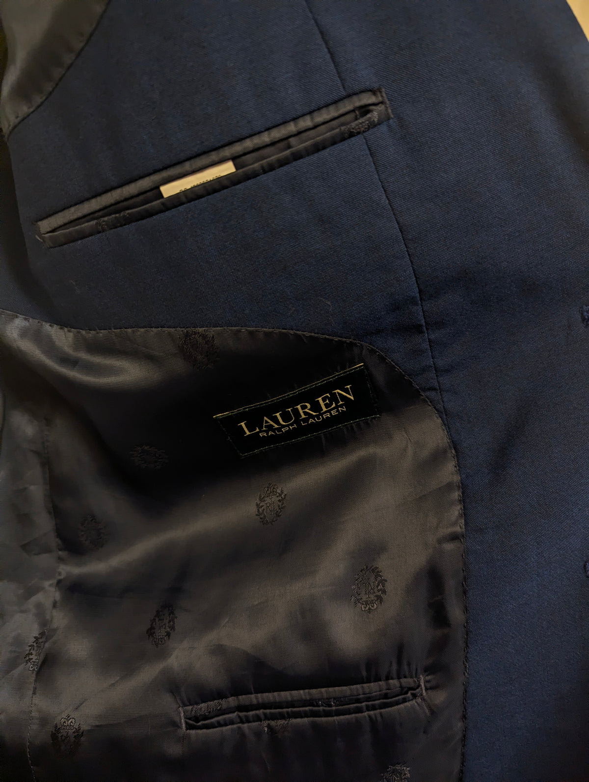 Lauren Ralph Lauren Wollen colbert. Blauw Zwart gemêleerd. Maat 27 (54 / L).