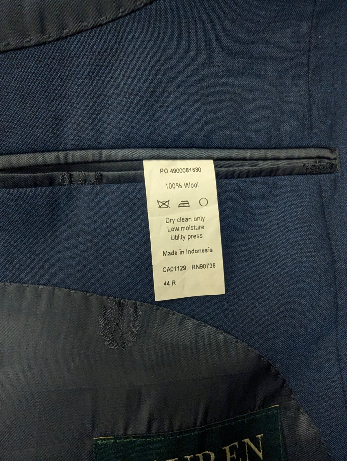Lauren Ralph Lauren Wollen colbert. Blauw Zwart gemêleerd. Maat 27 (54 / L).