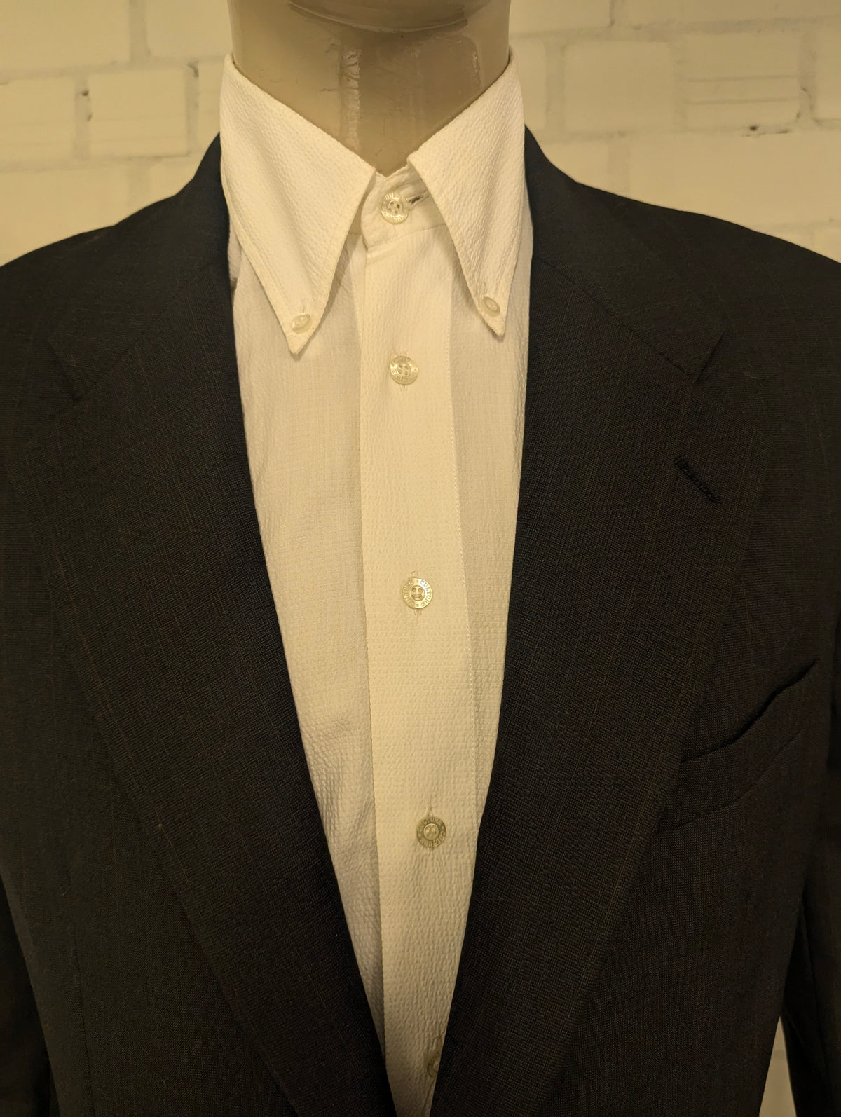 Vintage Burberrys' Wollen colbert. Grijs Bruin geruit. Maat 52 / L.