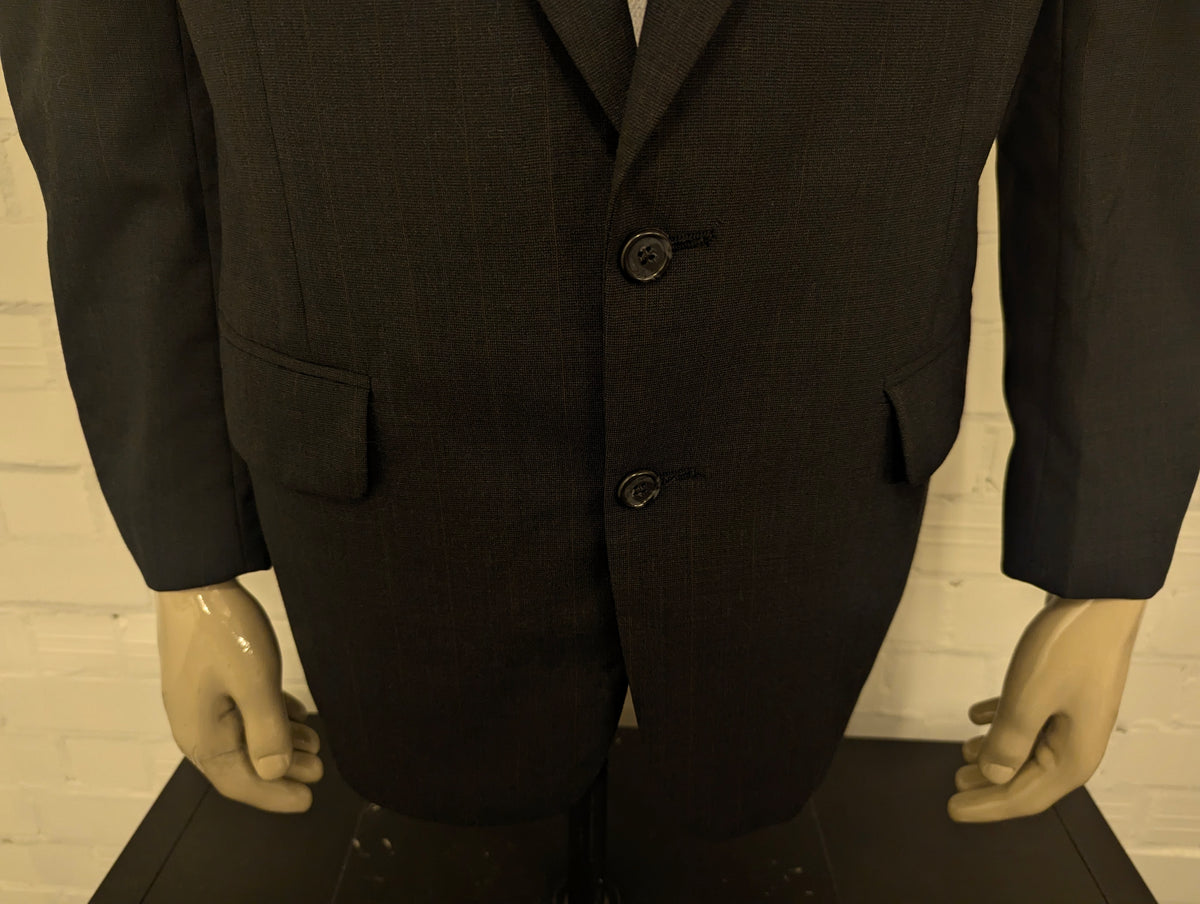 Vintage Burberrys' Wollen colbert. Grijs Bruin geruit. Maat 52 / L.