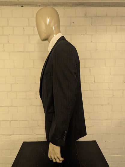 Vintage Burberrys' Wollen colbert. Grijs Bruin geruit. Maat 52 / L.