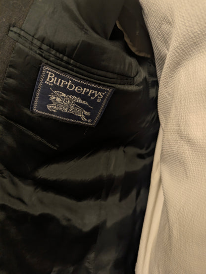 Vintage Burberrys' Wollen colbert. Grijs Bruin geruit. Maat 52 / L.