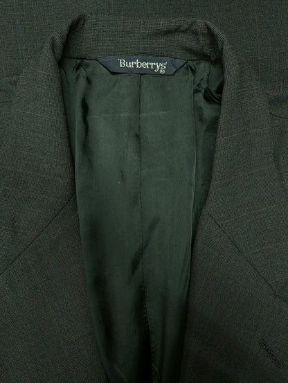 Vintage Burberrys' Wollen colbert. Grijs Bruin geruit. Maat 52 / L.