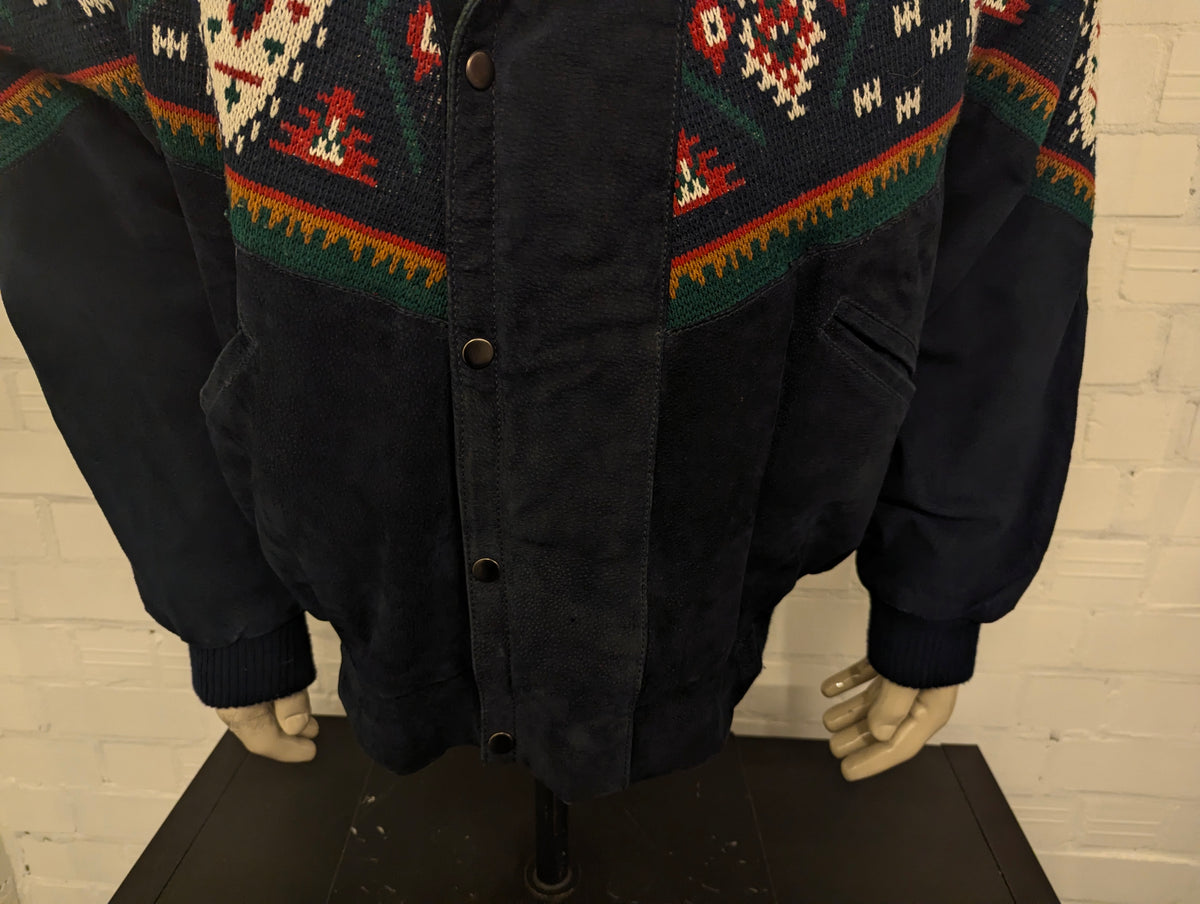 SouthWestern Aztec / Suede gevoerde winter jas / jack. Groen Rood Bruin gekleurd. Maat 52 / L.