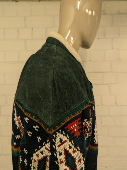 SouthWestern Aztec / Suede gevoerde winter jas / jack. Groen Rood Bruin gekleurd. Maat 52 / L.