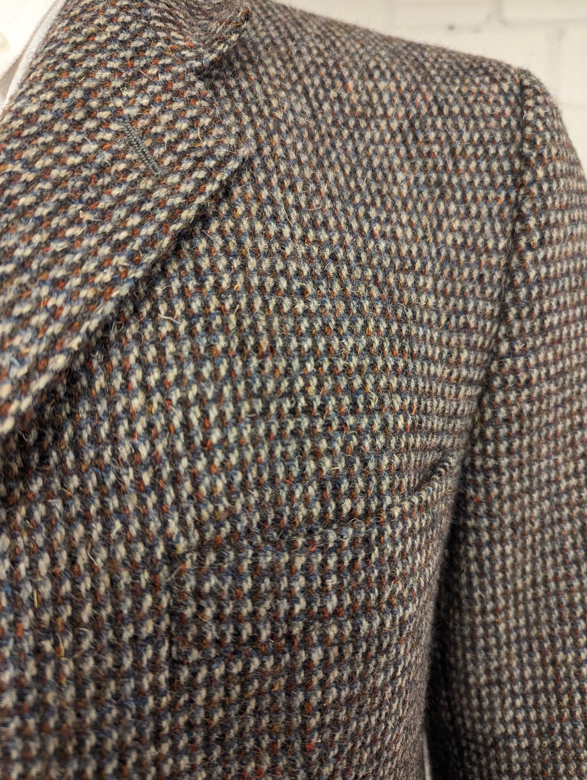 Hoffke Harris Tweed colbert. Bruin Oranje Grijs Beige motief. Maat 27 (54/L).