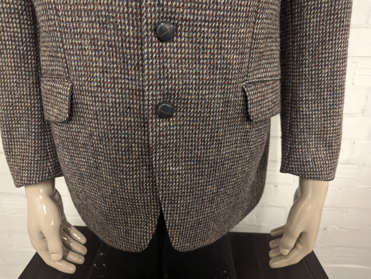 Hoffke Harris Tweed colbert. Bruin Oranje Grijs Beige motief. Maat 27 (54/L).