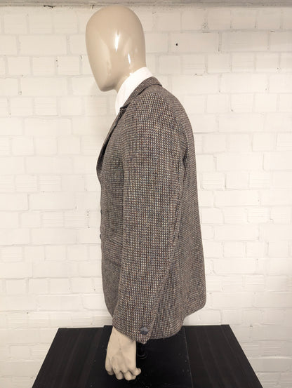 Hoffke Harris Tweed colbert. Bruin Oranje Grijs Beige motief. Maat 27 (54/L).