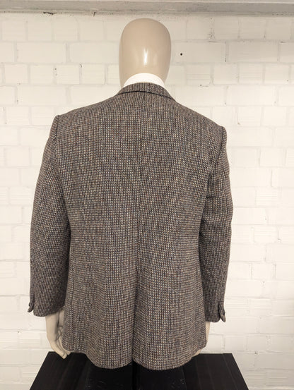 Hoffke Harris Tweed colbert. Bruin Oranje Grijs Beige motief. Maat 27 (54/L).
