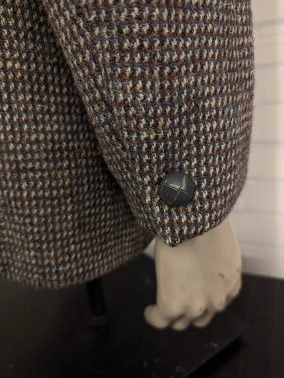 Hoffke Harris Tweed colbert. Bruin Oranje Grijs Beige motief. Maat 27 (54/L).