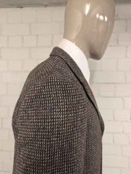 Hoffke Harris Tweed colbert. Bruin Oranje Grijs Beige motief. Maat 27 (54/L).
