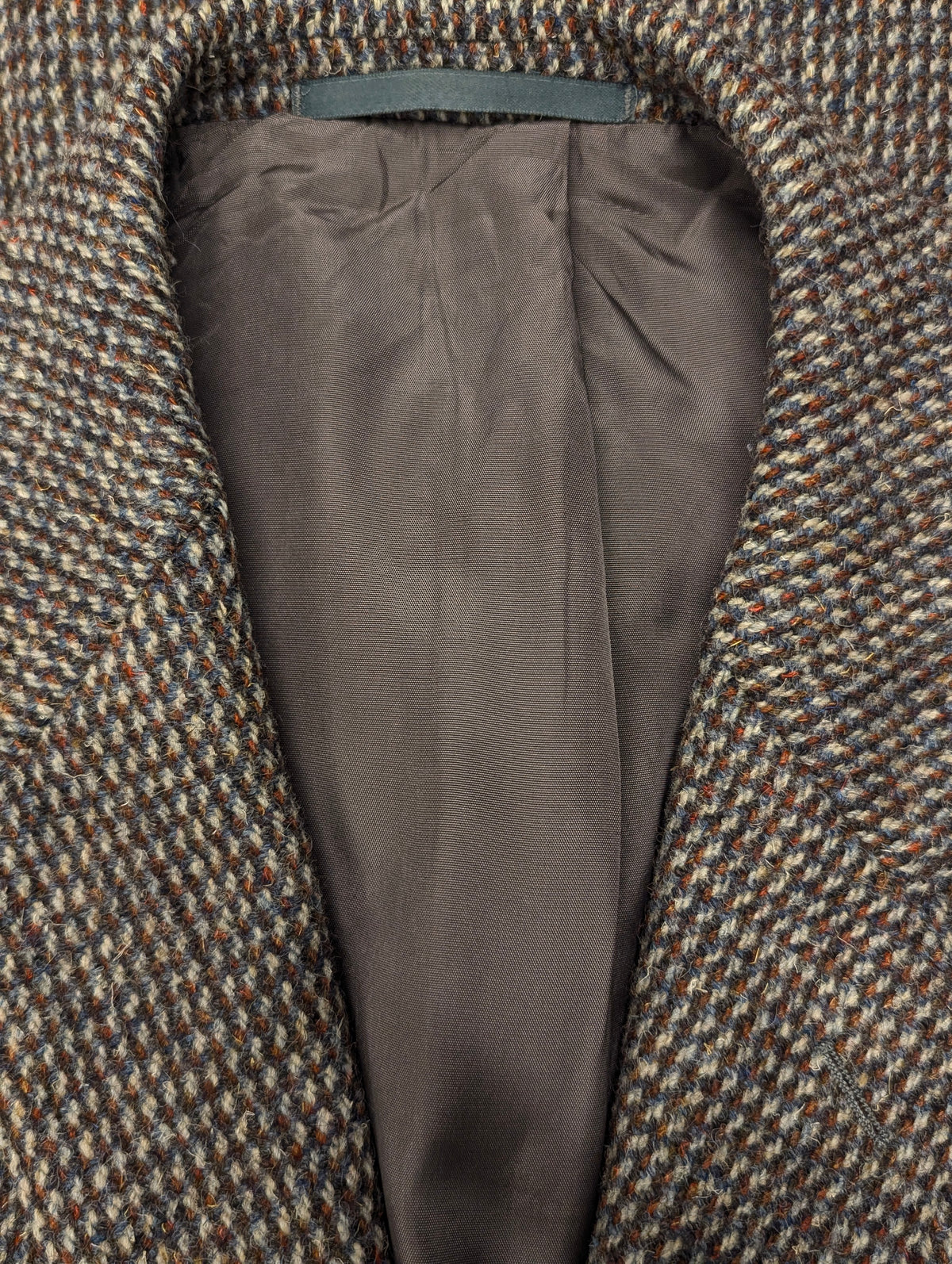 Hoffke Harris Tweed colbert. Bruin Oranje Grijs Beige motief. Maat 27 (54/L).