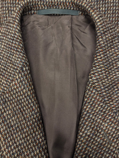 Hoffke Harris Tweed colbert. Bruin Oranje Grijs Beige motief. Maat 27 (54/L).