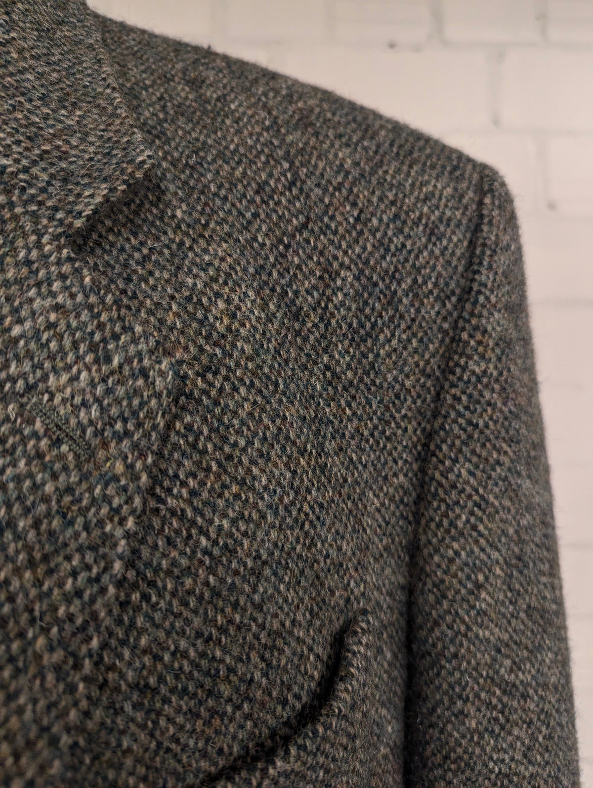 Hirmer Harris Tweed colbert. groen Bruin Beige motief. Maat 56 / XL.