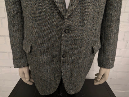 Hirmer Harris Tweed colbert. groen Bruin Beige motief. Maat 56 / XL.