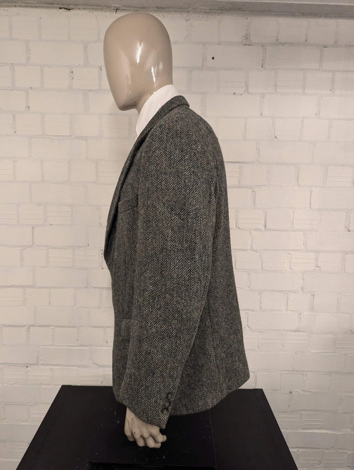 Hirmer Harris Tweed colbert. groen Bruin Beige motief. Maat 56 / XL.
