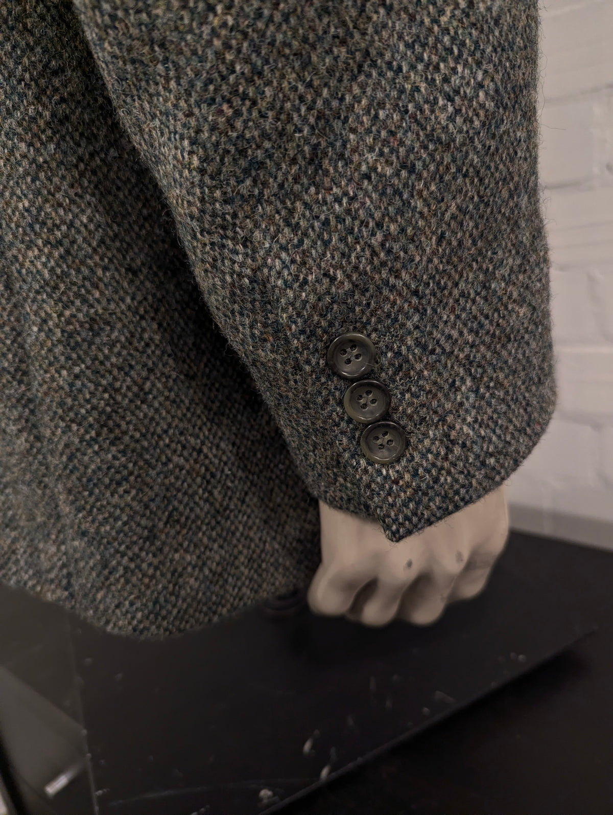 Hirmer Harris Tweed colbert. groen Bruin Beige motief. Maat 56 / XL.