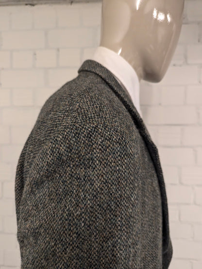 Hirmer Harris Tweed colbert. groen Bruin Beige motief. Maat 56 / XL.