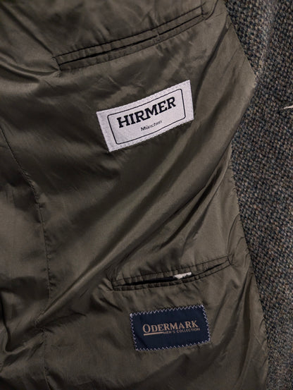 Hirmer Harris Tweed colbert. groen Bruin Beige motief. Maat 56 / XL.