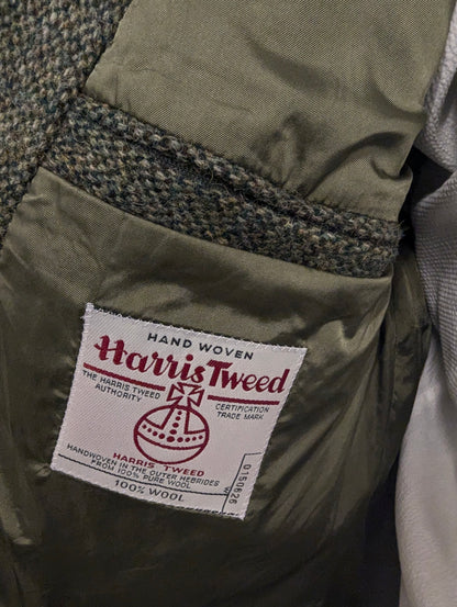 Hirmer Harris Tweed colbert. groen Bruin Beige motief. Maat 56 / XL.