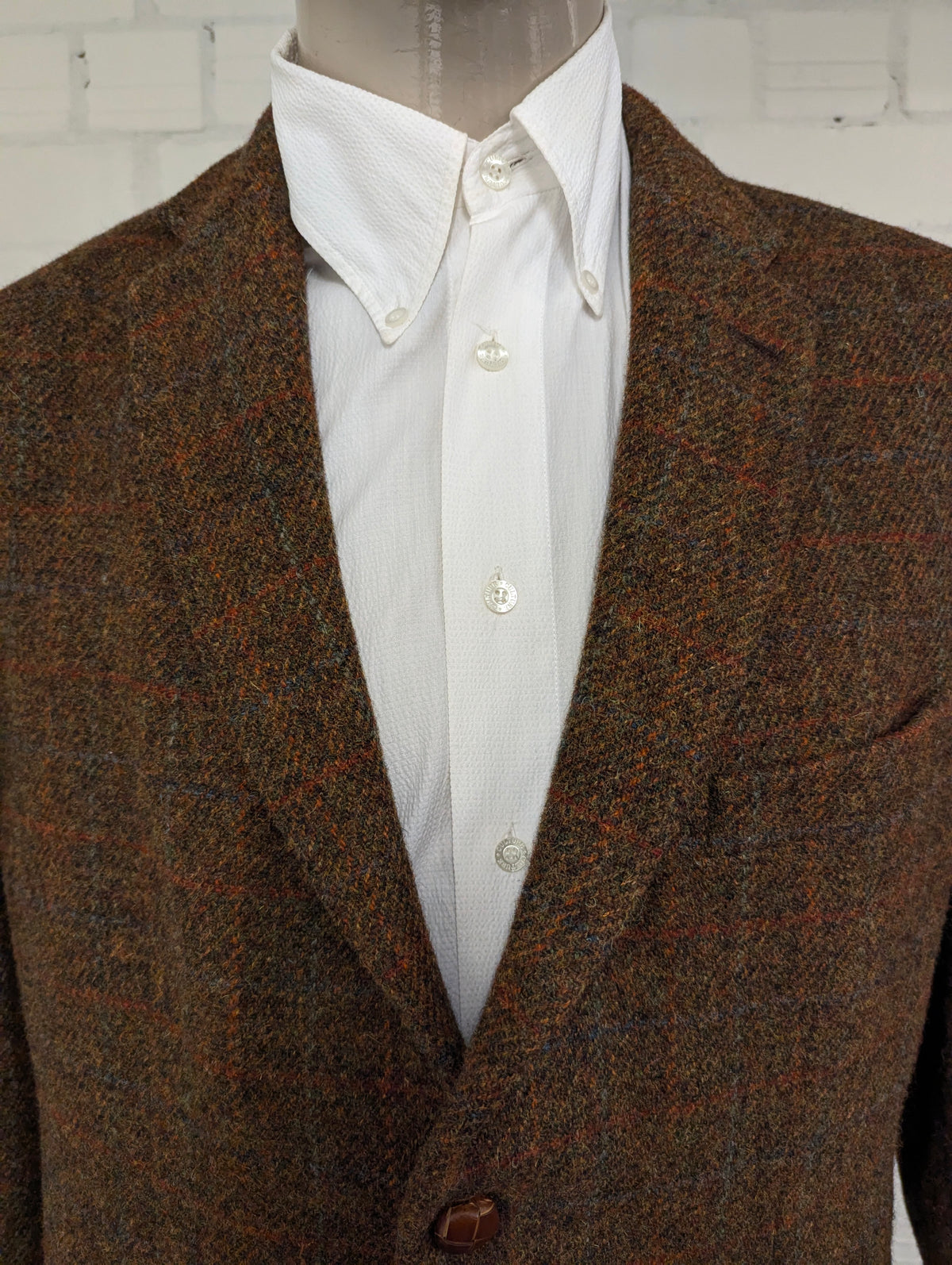 Walbusch Harris Tweed colbert. Groen Bruin Rood Blauw motief. Maat 56 / XL.