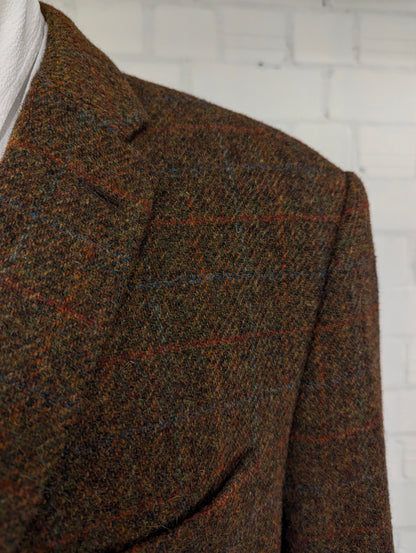 Walbusch Harris Tweed colbert. Groen Bruin Rood Blauw motief. Maat 56 / XL.