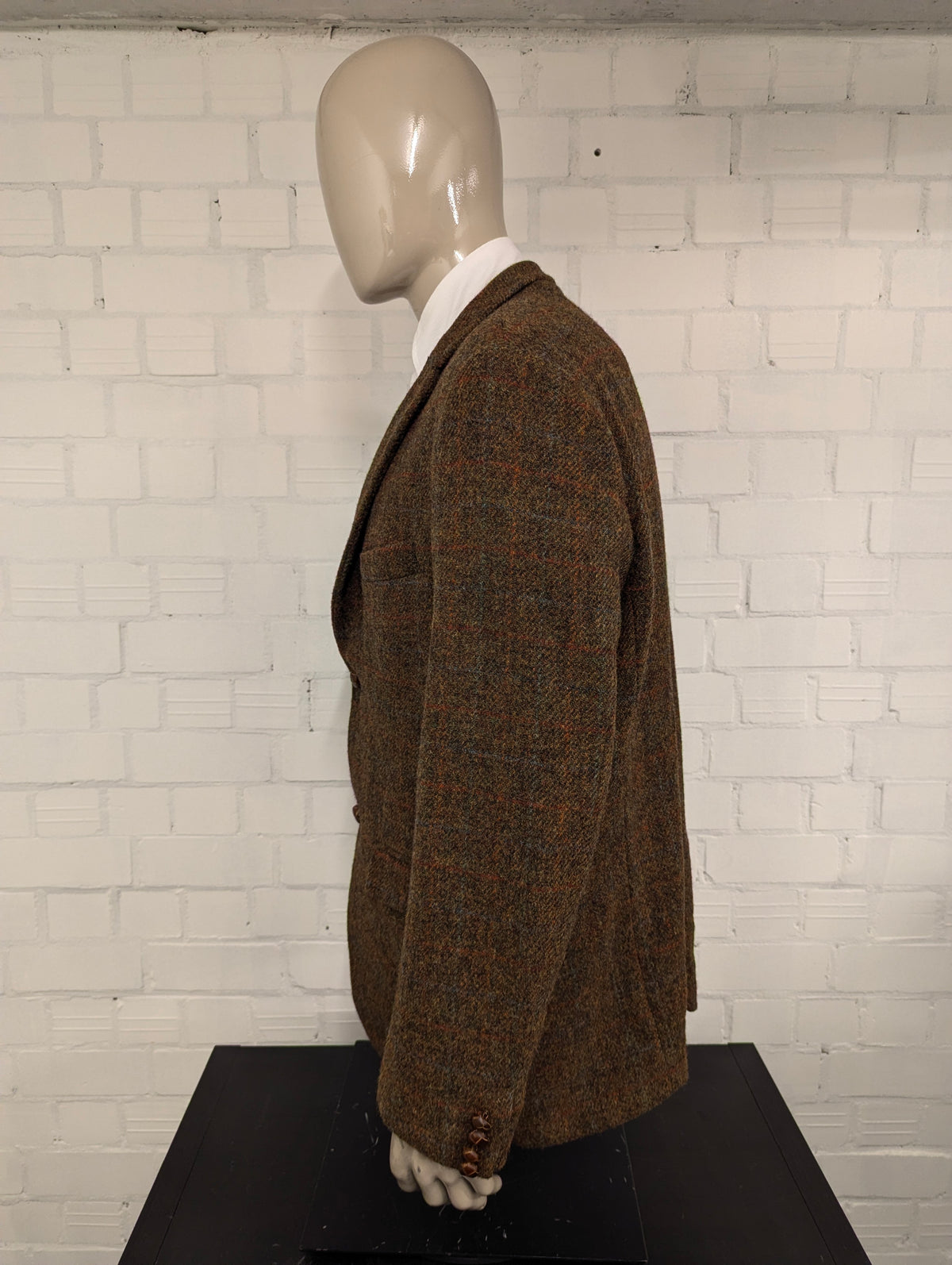 Walbusch Harris Tweed colbert. Groen Bruin Rood Blauw motief. Maat 56 / XL.