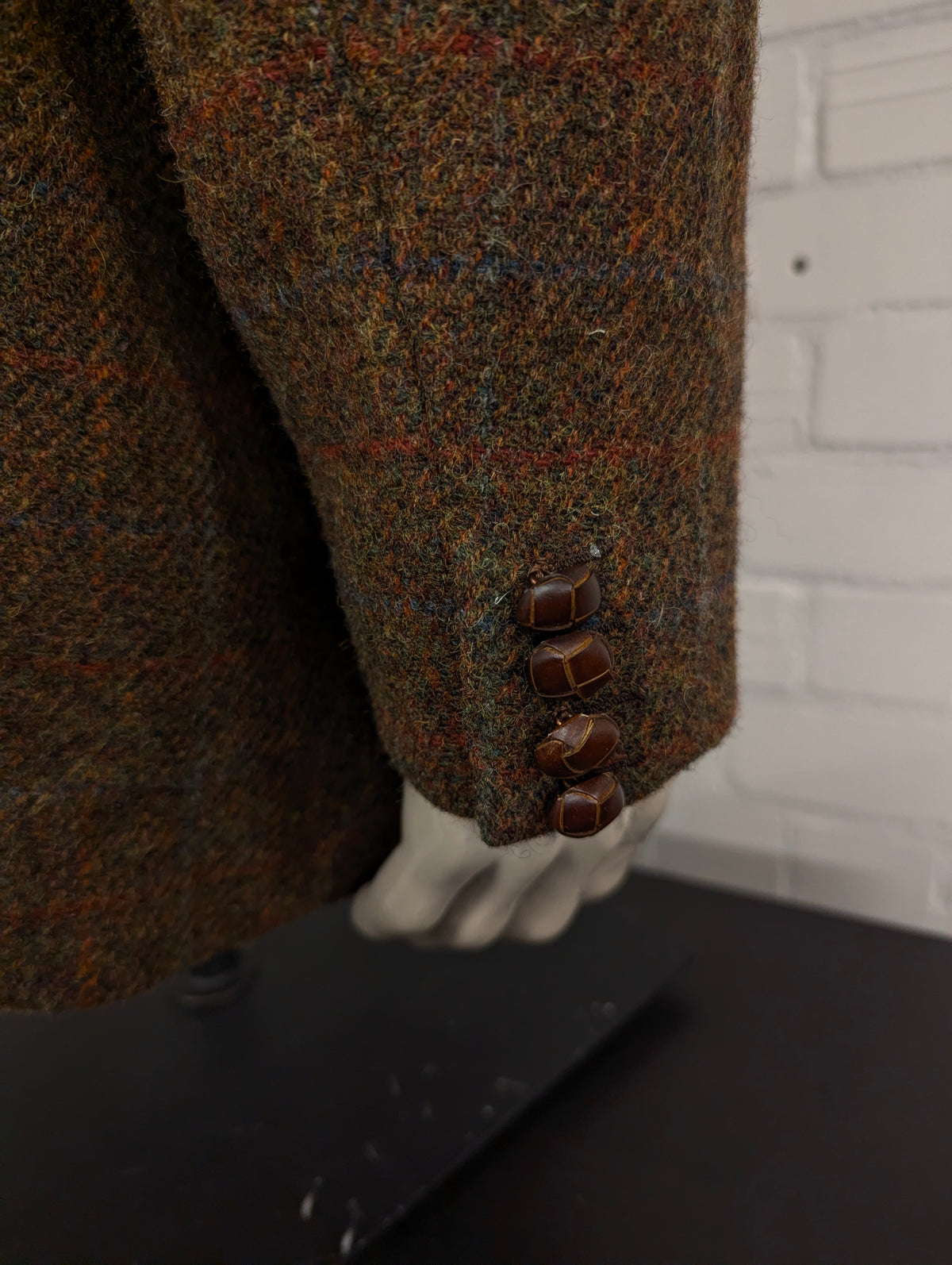 Walbusch Harris Tweed colbert. Groen Bruin Rood Blauw motief. Maat 56 / XL.