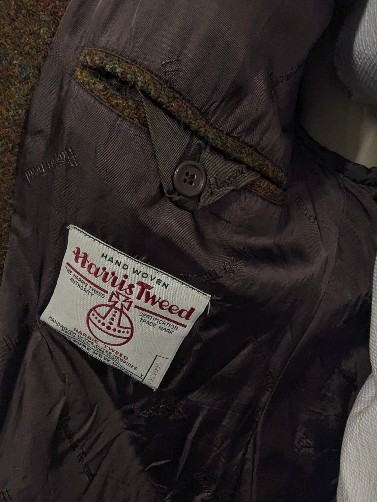 Walbusch Harris Tweed colbert. Groen Bruin Rood Blauw motief. Maat 56 / XL.