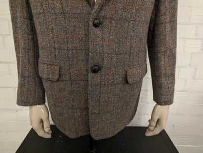 Walbusch Harris Tweed colbert. Kaki Bruin Oranje geruit. Maat 27 (54/L).