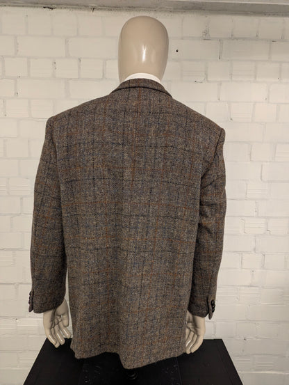 Walbusch Harris Tweed colbert. Kaki Bruin Oranje geruit. Maat 27 (54/L).
