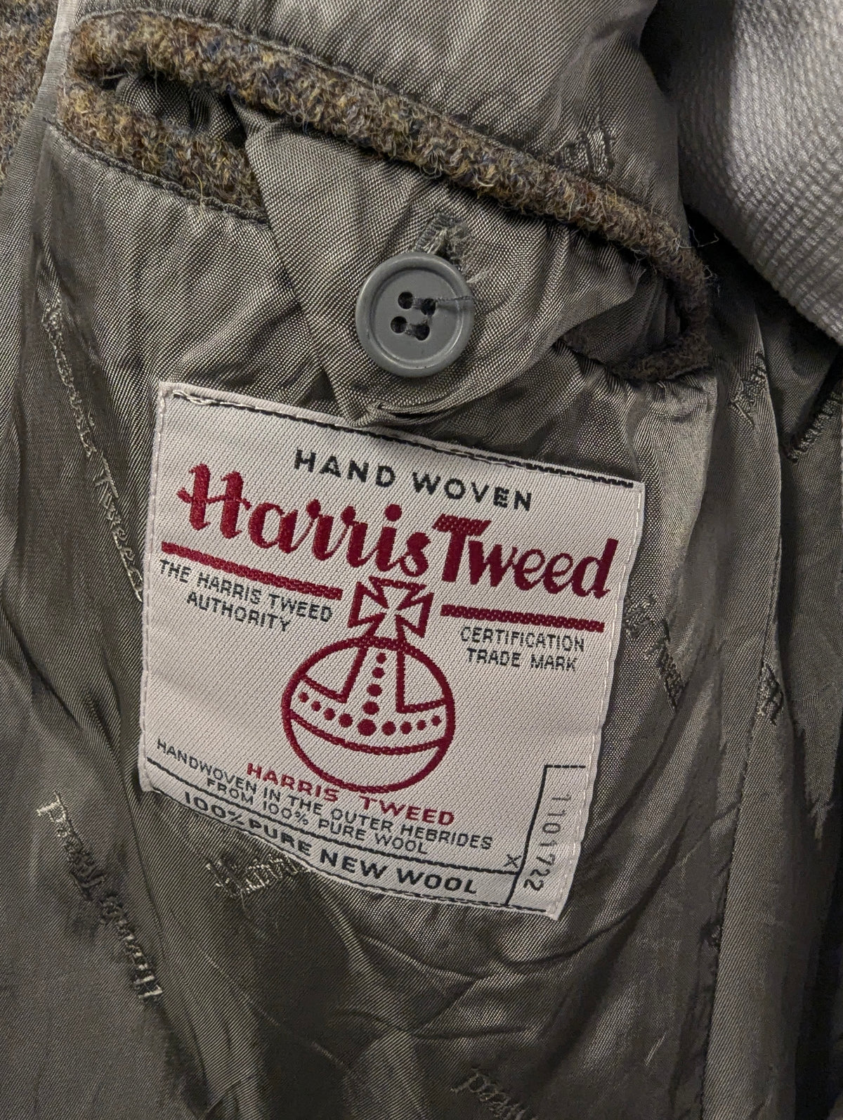 Walbusch Harris Tweed colbert. Kaki Bruin Oranje geruit. Maat 27 (54/L).