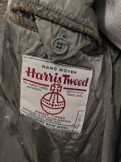 Walbusch Harris Tweed colbert. Kaki Bruin Oranje geruit. Maat 27 (54/L).