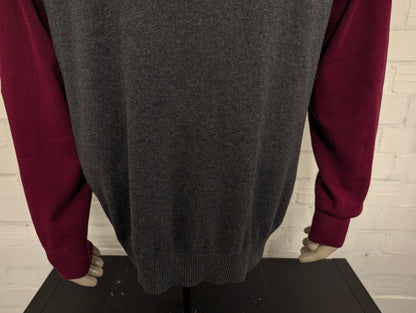 Nautica Quarter Zip trui met korte rits. Rood Grijs gekleurd. Maat 2XL / XXL.