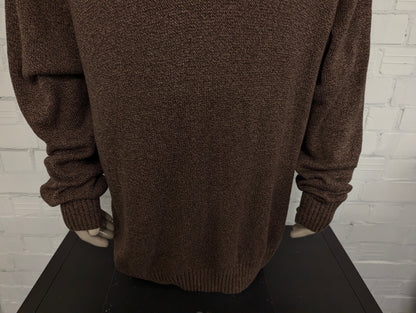 Chaps trui met knopen en elleboogstukken. Bruin gemêleerd. Maat 4XL / XXXXL.