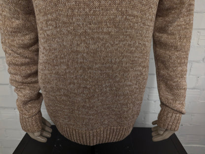 Chaps trui met elleboogstukken en knopen. Bruin Beige gemêleerd. Maat l.